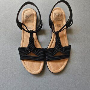 Impo Barella Women's Black Stretch Elastic Memory Foam Sandals Size 8